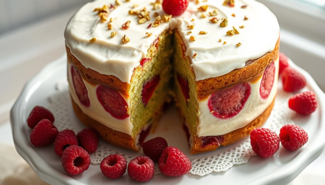Pistachio Raspberry Cake