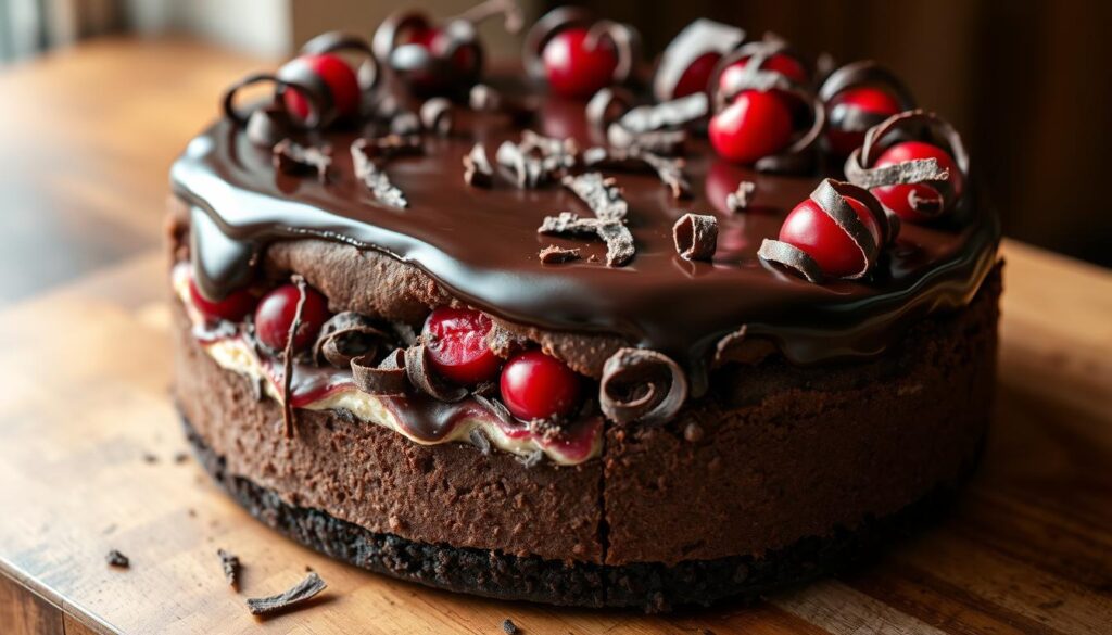decadent dessert Creamy Black Forest Cheesecake