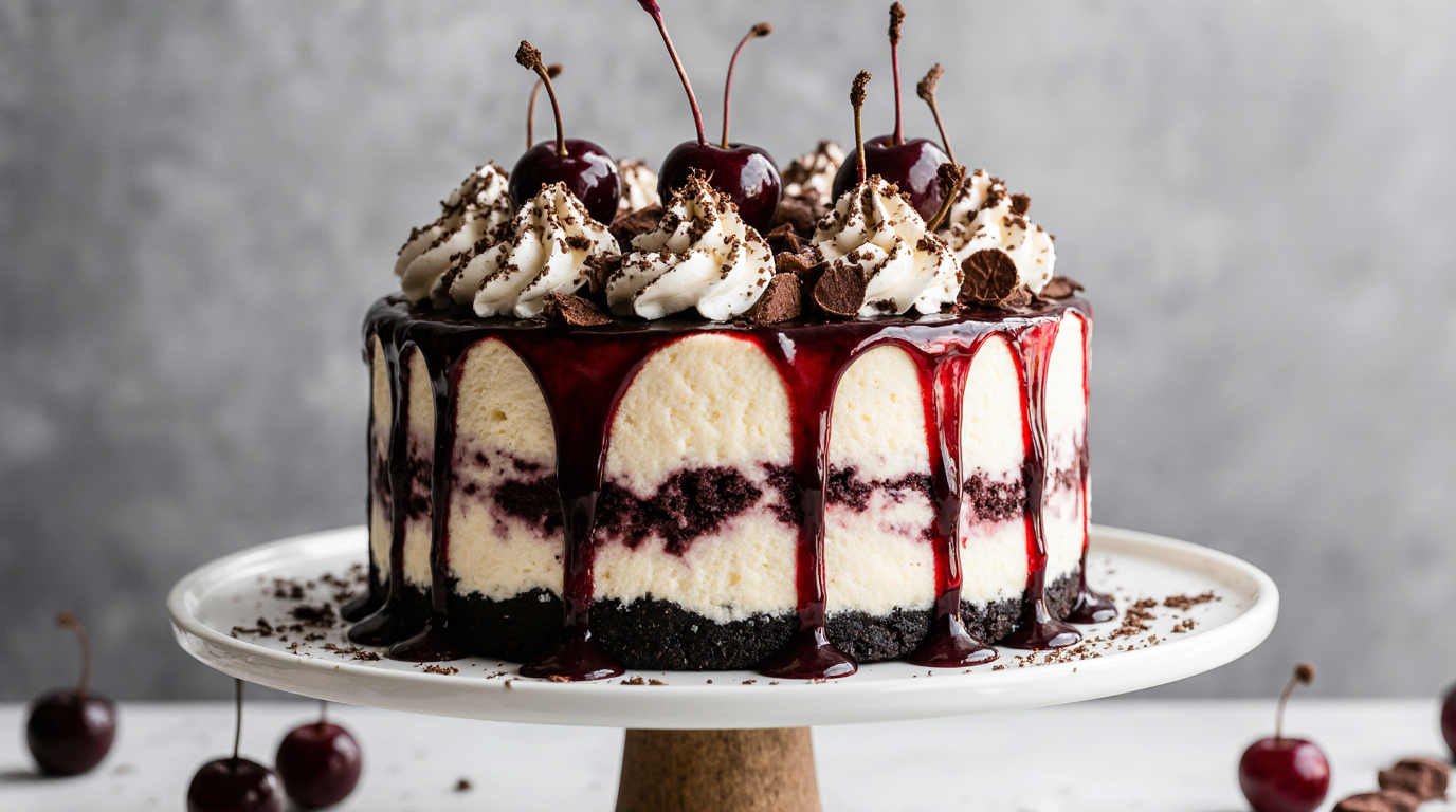 Creamy Black Forest Cheesecake