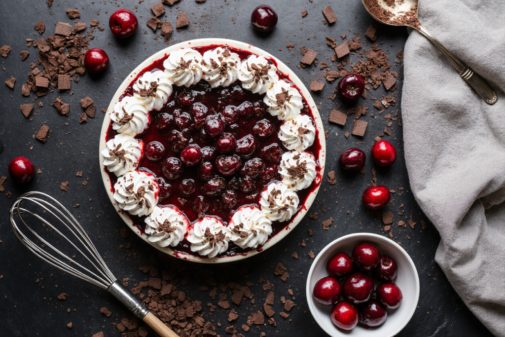 decadent dessert Creamy Black Forest Cheesecake