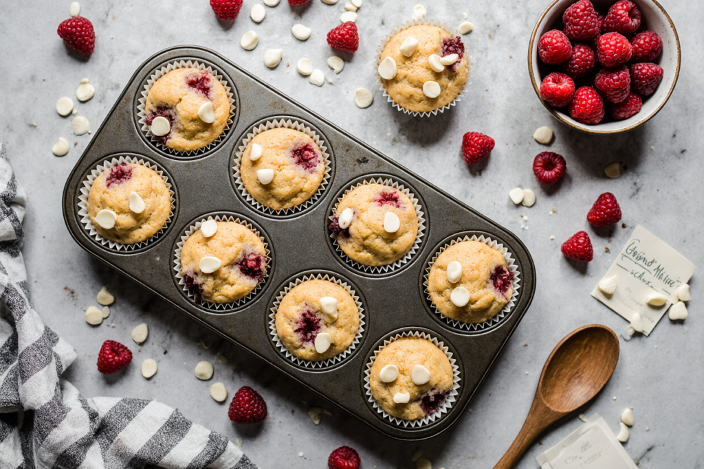 white chocolate raspberry muffins