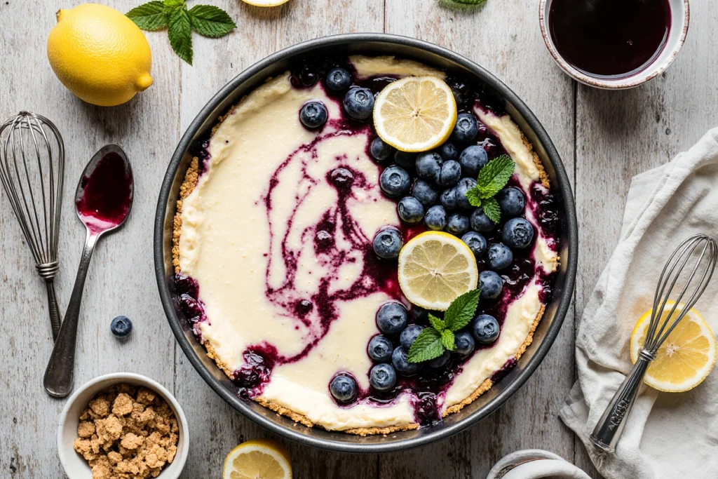 no bake lemon blueberry cheesecake