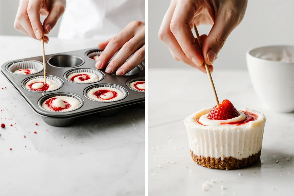 mini strawberry cheesecakes