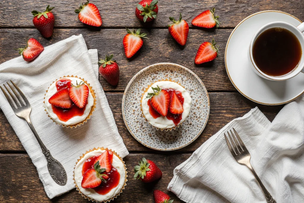 mini strawberry cheesecakes