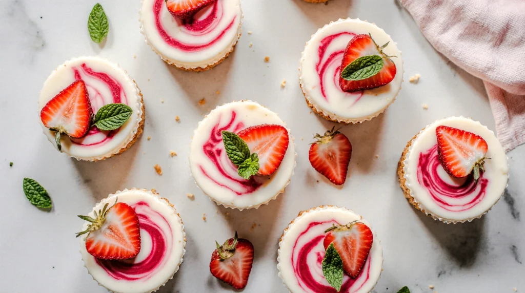 mini strawberry cheesecakes