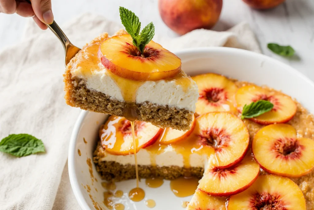 peach dump cake with fresh peaches