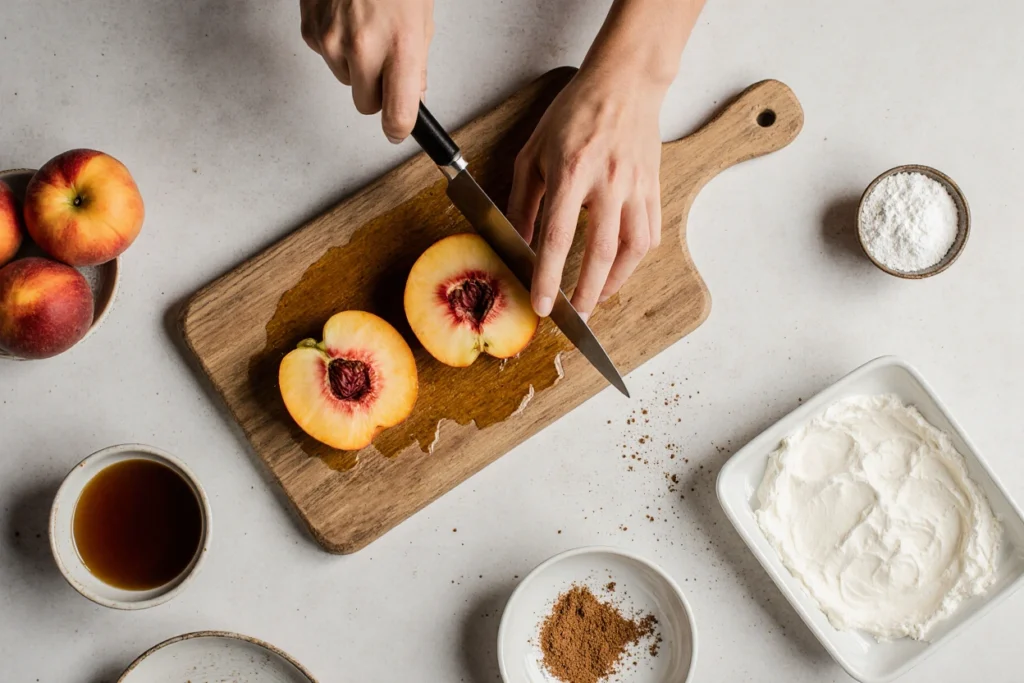peach dump cake with fresh peaches